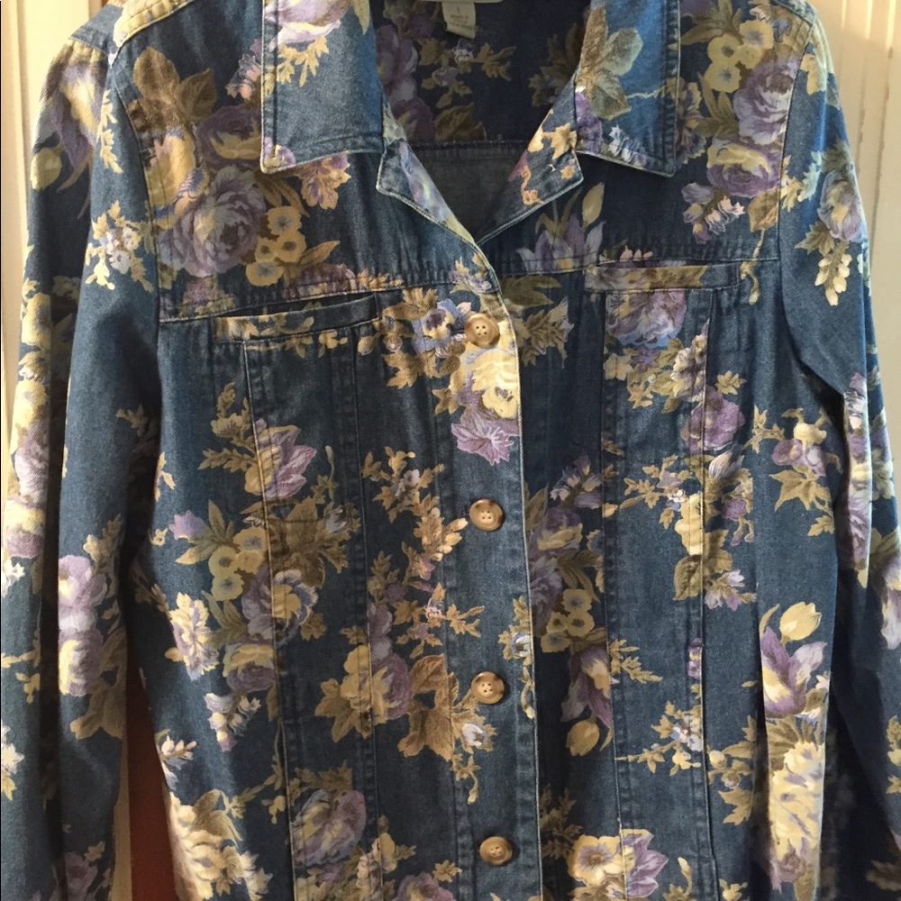 Floral denim jacket